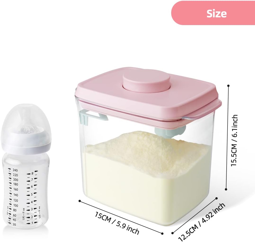 Airtight Container Set - (380ml 4 Pcs) Stackable One Button Openning Food Containers for Snacks Candy Salt Herbs Spices BPA-Free Tranparent (0.32 QT * 4)