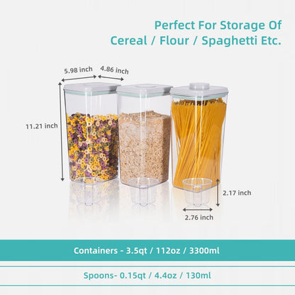 Airtight Container Set - (380ml 4 Pcs) Stackable One Button Openning Food Containers for Snacks Candy Salt Herbs Spices BPA-Free Tranparent (0.32 QT * 4)