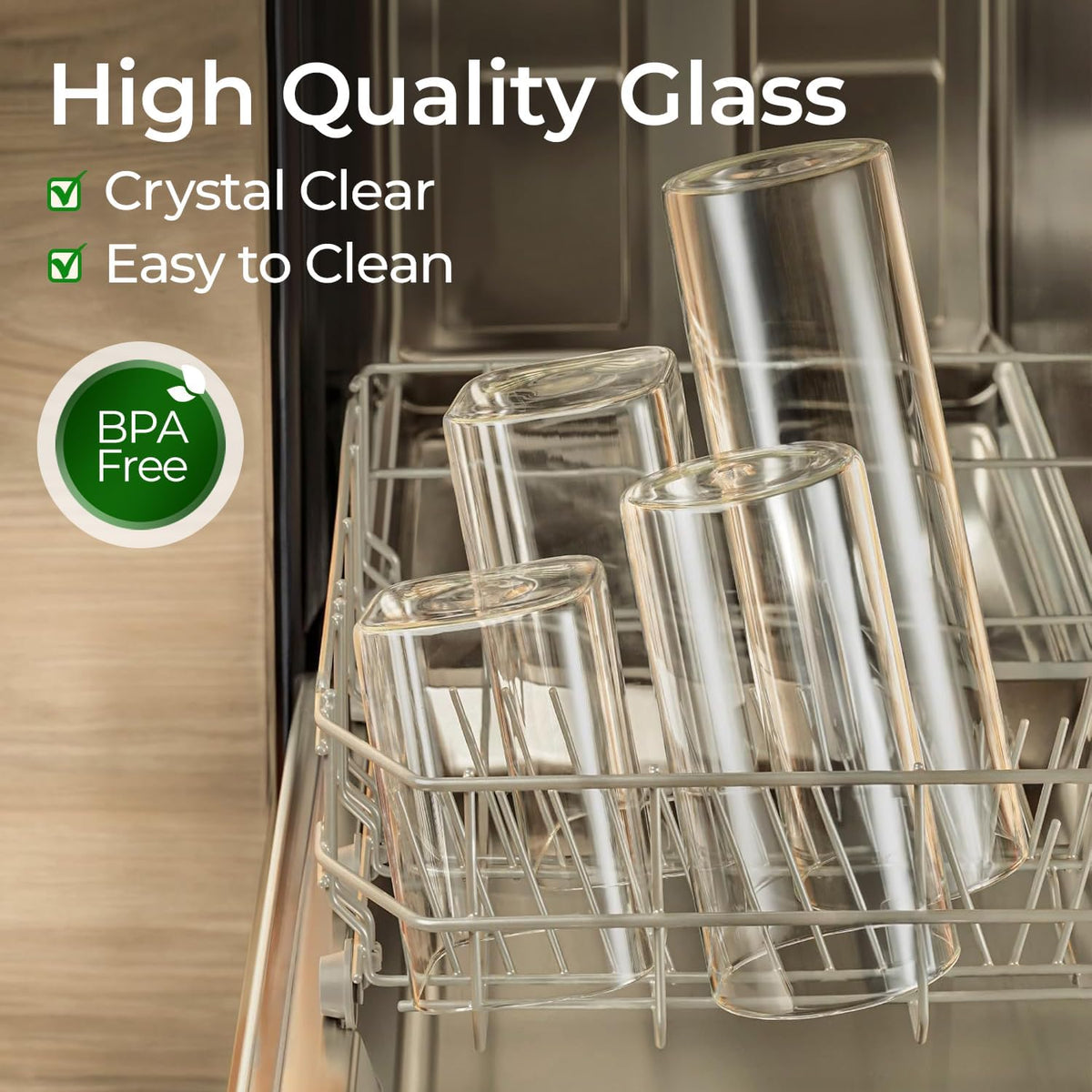 Glass Storage Containers with Lids, Set of 6 Jars (0.6Qt/1Qt/1.5Qt) | Glass Pantry Storage Containers, Pantry Organization, BPA Free, Kitchen Canisters, Dry Food Flour Cereal Sugar Tea Coffee