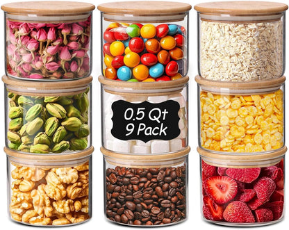 Glass Storage Containers with Lids, Set of 6 Jars (0.6Qt/1Qt/1.5Qt) | Glass Pantry Storage Containers, Pantry Organization, BPA Free, Kitchen Canisters, Dry Food Flour Cereal Sugar Tea Coffee