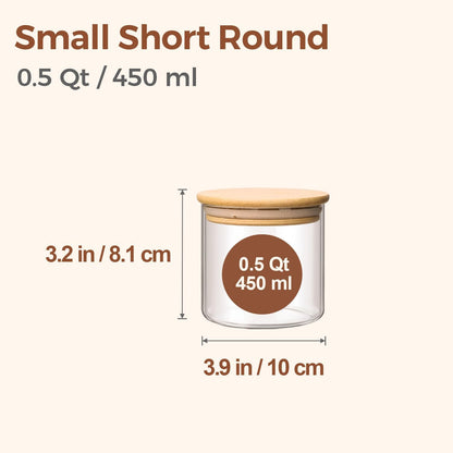 Glass Storage Containers with Lids, Set of 6 Jars (0.6Qt/1Qt/1.5Qt) | Glass Pantry Storage Containers, Pantry Organization, BPA Free, Kitchen Canisters, Dry Food Flour Cereal Sugar Tea Coffee
