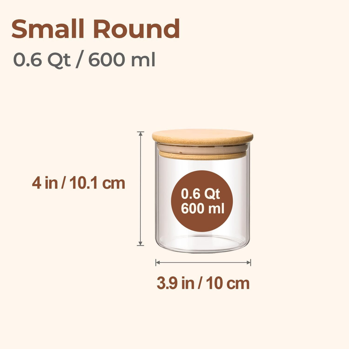Glass Storage Containers with Lids, Set of 6 Jars (0.6Qt/1Qt/1.5Qt) | Glass Pantry Storage Containers, Pantry Organization, BPA Free, Kitchen Canisters, Dry Food Flour Cereal Sugar Tea Coffee