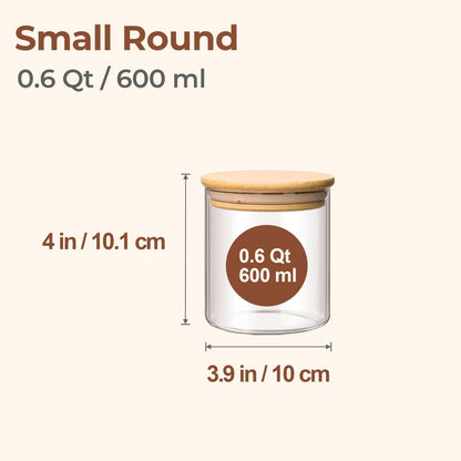 Glass Storage Containers with Lids, Set of 6 Jars (0.6Qt/1Qt/1.5Qt) | Glass Pantry Storage Containers, Pantry Organization, BPA Free, Kitchen Canisters, Dry Food Flour Cereal Sugar Tea Coffee