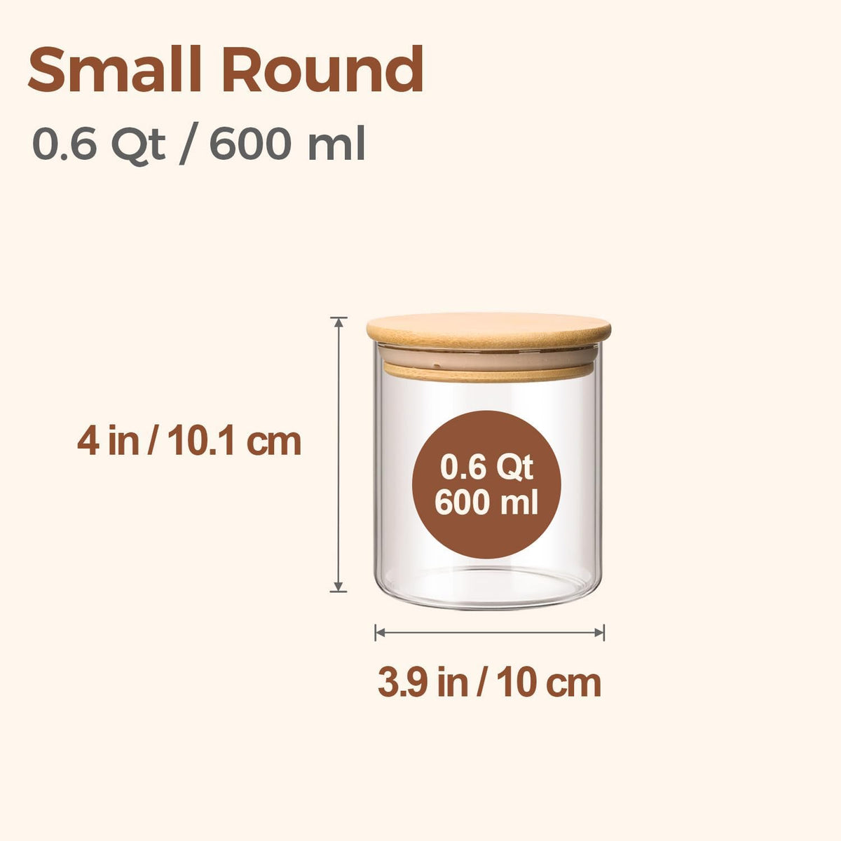 Glass Storage Containers with Lids, Set of 6 Jars (0.6Qt/1Qt/1.5Qt) | Glass Pantry Storage Containers, Pantry Organization, BPA Free, Kitchen Canisters, Dry Food Flour Cereal Sugar Tea Coffee