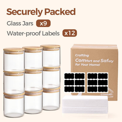 Glass Storage Containers with Lids, Set of 6 Jars (0.6Qt/1Qt/1.5Qt) | Glass Pantry Storage Containers, Pantry Organization, BPA Free, Kitchen Canisters, Dry Food Flour Cereal Sugar Tea Coffee