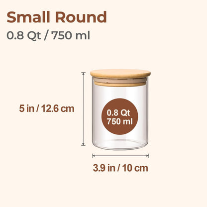 Glass Storage Containers with Lids, Set of 6 Jars (0.6Qt/1Qt/1.5Qt) | Glass Pantry Storage Containers, Pantry Organization, BPA Free, Kitchen Canisters, Dry Food Flour Cereal Sugar Tea Coffee