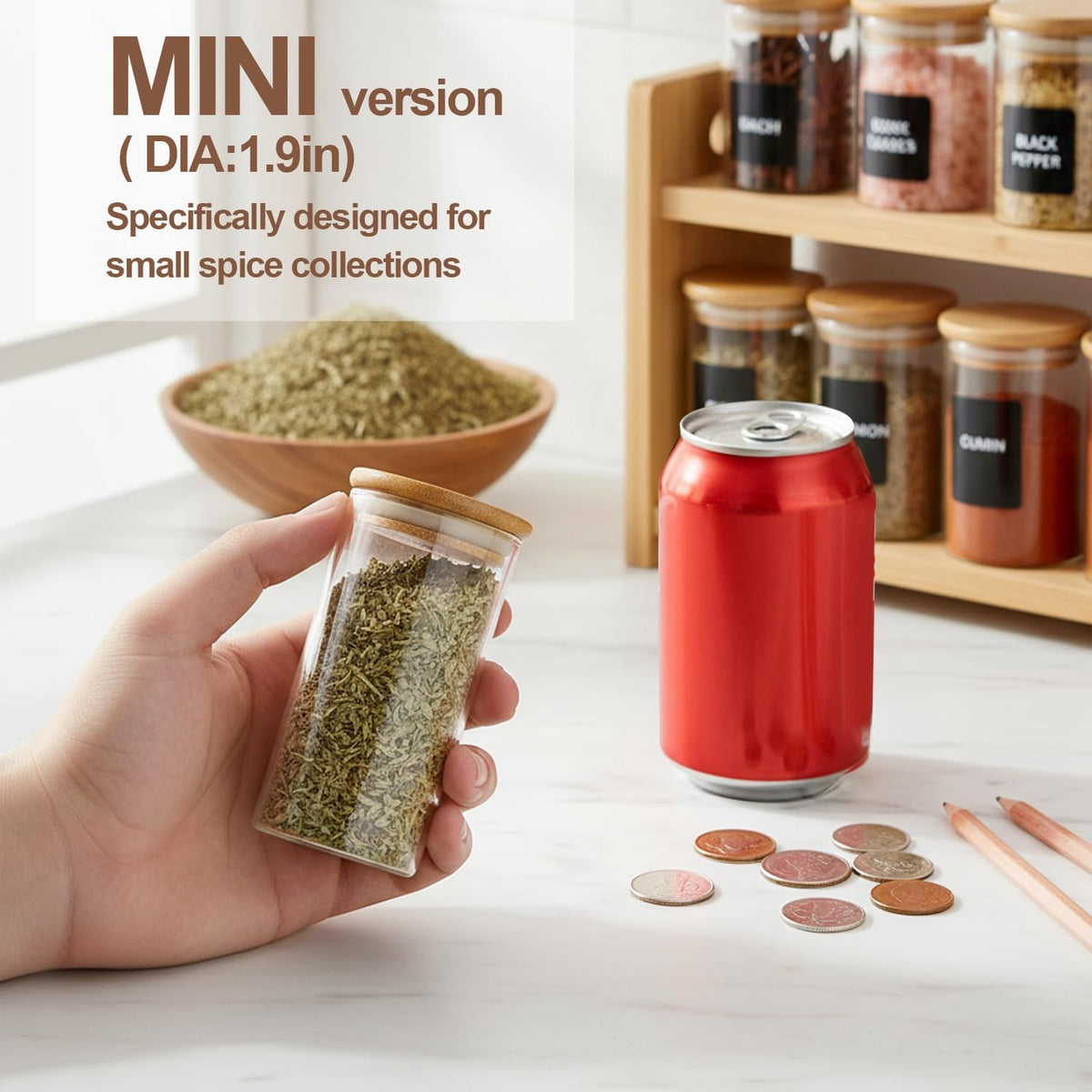 Glass Storage Containers with Lids, Set of 6 Jars (0.6Qt/1Qt/1.5Qt) | Glass Pantry Storage Containers, Pantry Organization, BPA Free, Kitchen Canisters, Dry Food Flour Cereal Sugar Tea Coffee