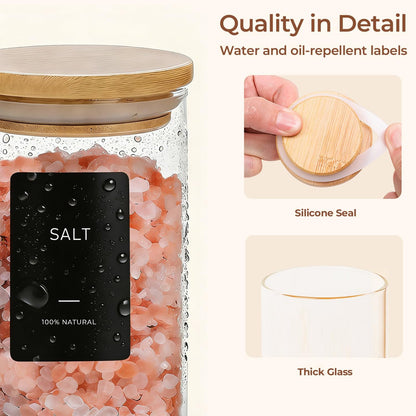 Glass Storage Containers with Lids, Set of 6 Jars (0.6Qt/1Qt/1.5Qt) | Glass Pantry Storage Containers, Pantry Organization, BPA Free, Kitchen Canisters, Dry Food Flour Cereal Sugar Tea Coffee