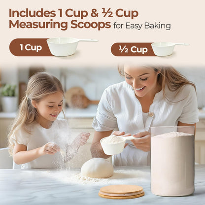 Glass Storage Containers with Lids, Set of 6 Jars (0.6Qt/1Qt/1.5Qt) | Glass Pantry Storage Containers, Pantry Organization, BPA Free, Kitchen Canisters, Dry Food Flour Cereal Sugar Tea Coffee