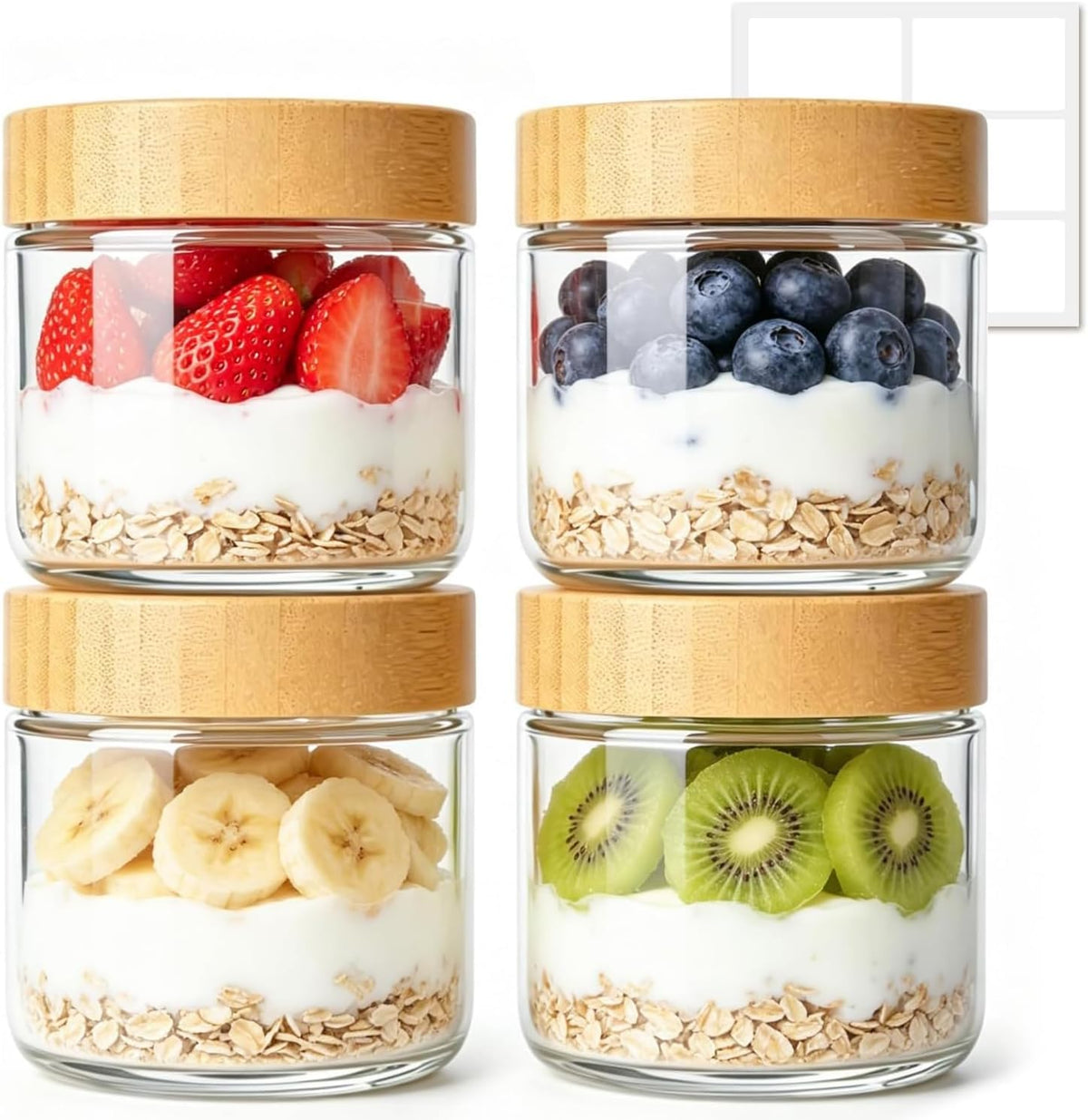 Glass Storage Containers with Lids, Set of 6 Jars (0.6Qt/1Qt/1.5Qt) | Glass Pantry Storage Containers, Pantry Organization, BPA Free, Kitchen Canisters, Dry Food Flour Cereal Sugar Tea Coffee
