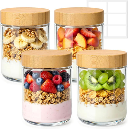 Glass Storage Containers with Lids, Set of 6 Jars (0.6Qt/1Qt/1.5Qt) | Glass Pantry Storage Containers, Pantry Organization, BPA Free, Kitchen Canisters, Dry Food Flour Cereal Sugar Tea Coffee