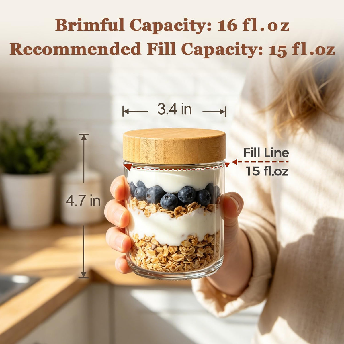 Glass Storage Containers with Lids, Set of 6 Jars (0.6Qt/1Qt/1.5Qt) | Glass Pantry Storage Containers, Pantry Organization, BPA Free, Kitchen Canisters, Dry Food Flour Cereal Sugar Tea Coffee