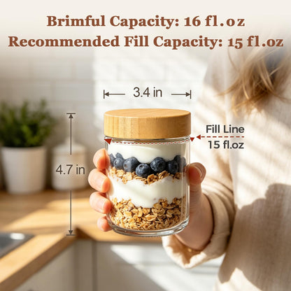 Glass Storage Containers with Lids, Set of 6 Jars (0.6Qt/1Qt/1.5Qt) | Glass Pantry Storage Containers, Pantry Organization, BPA Free, Kitchen Canisters, Dry Food Flour Cereal Sugar Tea Coffee