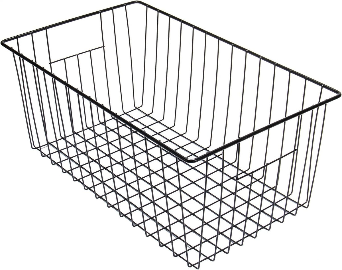 16inch Freezer Wire Storage Organizer Baskets, Household Refrigerator Bin with Built-in Handles for Cabinet, Pantry, Closet, Bedroom Black