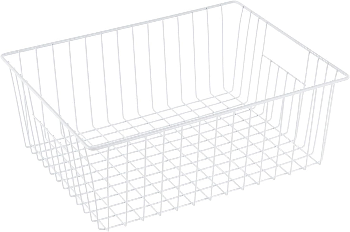 16inch Freezer Wire Storage Organizer Baskets, Household Refrigerator Bin with Built-in Handles for Cabinet, Pantry, Closet, Bedroom Black