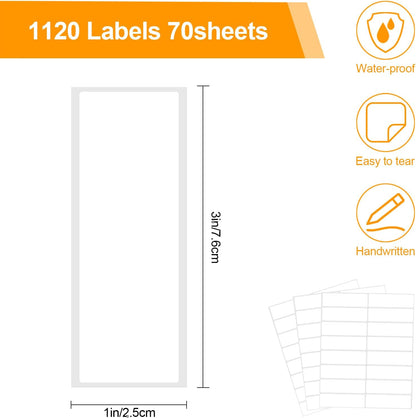 1120 PCS Removable Freezer Labels for Organizing, 1”x3” Frozen Food Labels Stickers, Tear-Resistant No Residue Blank Sticker Labels to Write On, Removable Labels for Food Containers