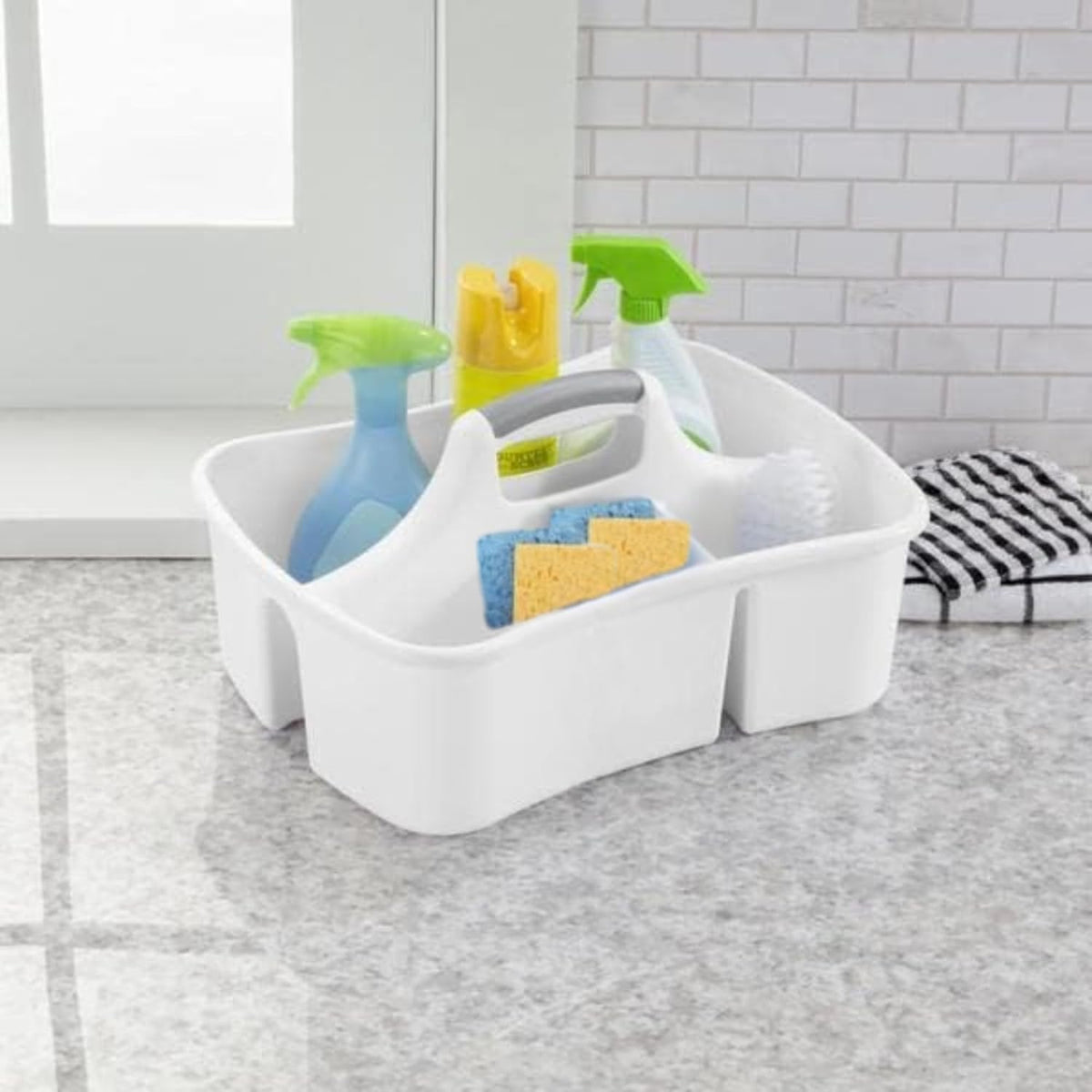 Extra Large 5 Gallon Divided Cleaning Caddy Organizer with Handle | Cleaning Supplies for Housekeeping, Shower Caddy Portable, Shower Caddy Dorm - Cleaning Supplies Organizer 17.7 x 13.2 x 7.7