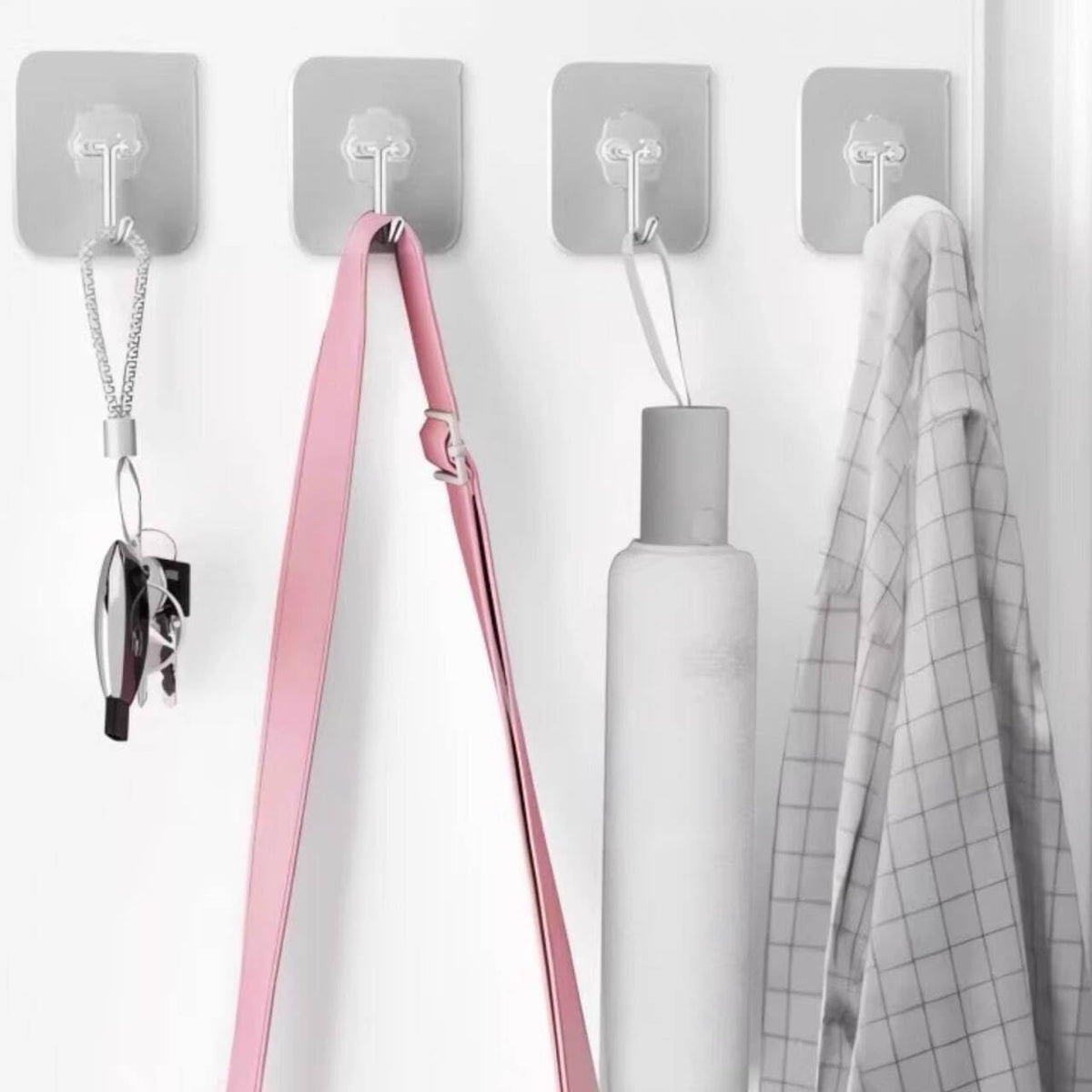 Adhesive Wall Hooks Heavy Duty 50LB Clear Hook 24 Pack for Hanging