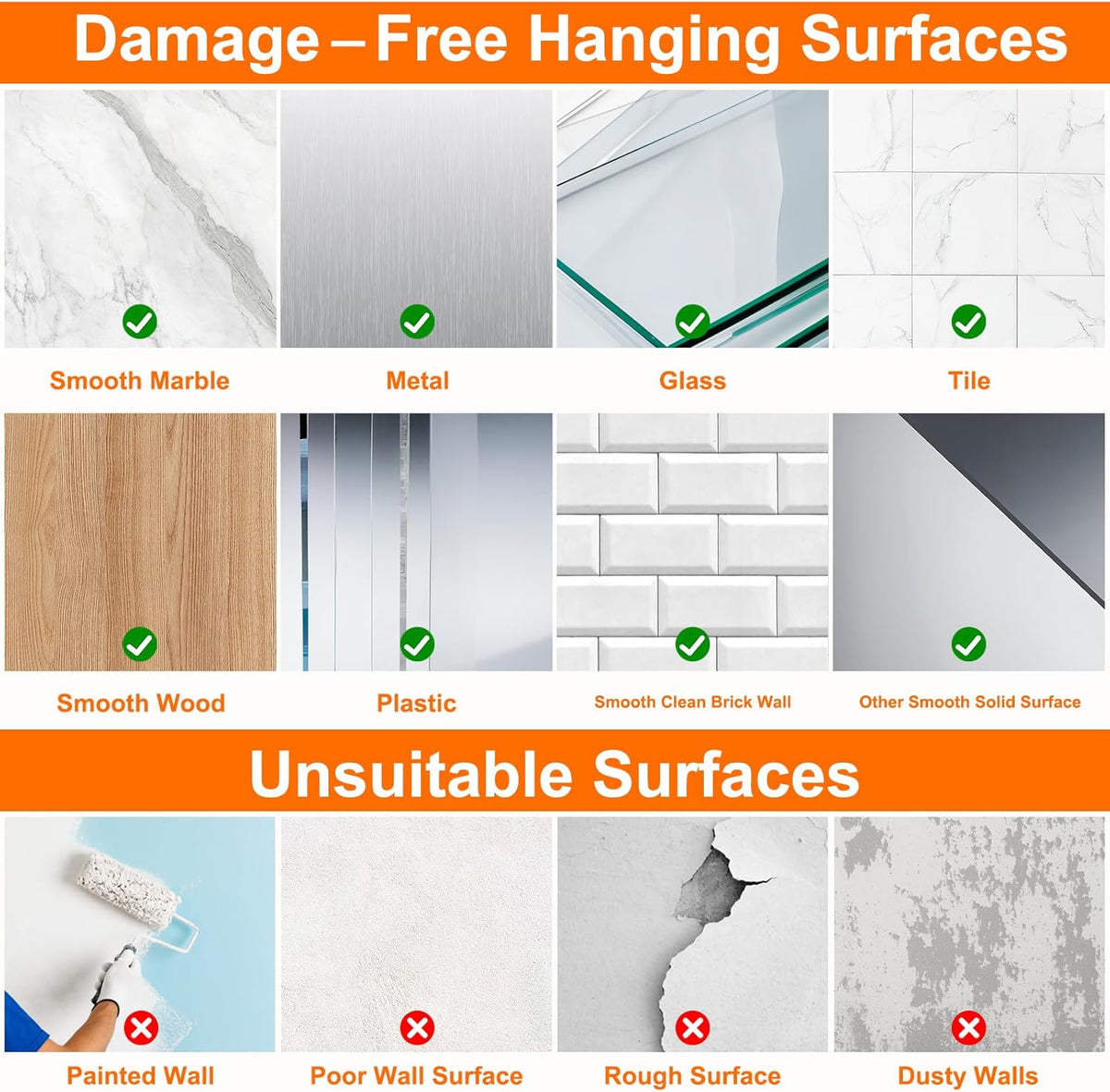 Adhesive Wall Hooks Heavy Duty 50LB Clear Hook 24 Pack for Hanging