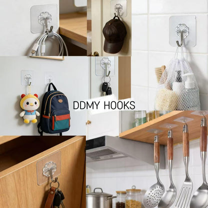 Adhesive Wall Hooks Heavy Duty 50LB Clear Hook 24 Pack for Hanging