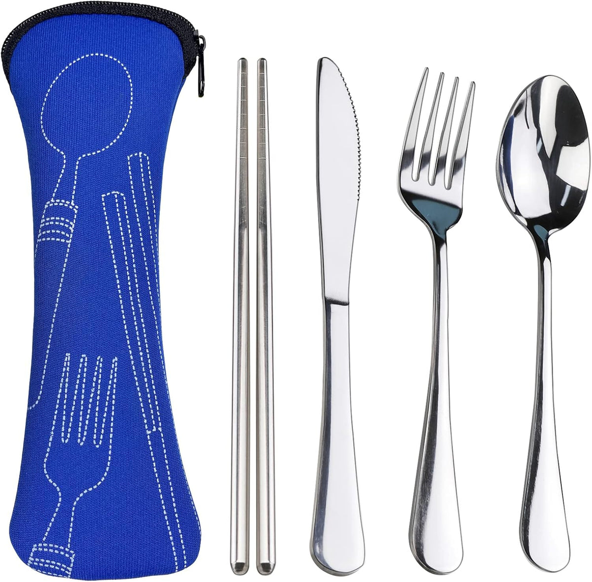 Portable Silverware Set with Case, Travel Camping Utensils Set, Premium Stainless Steel Travel Cutlery Set