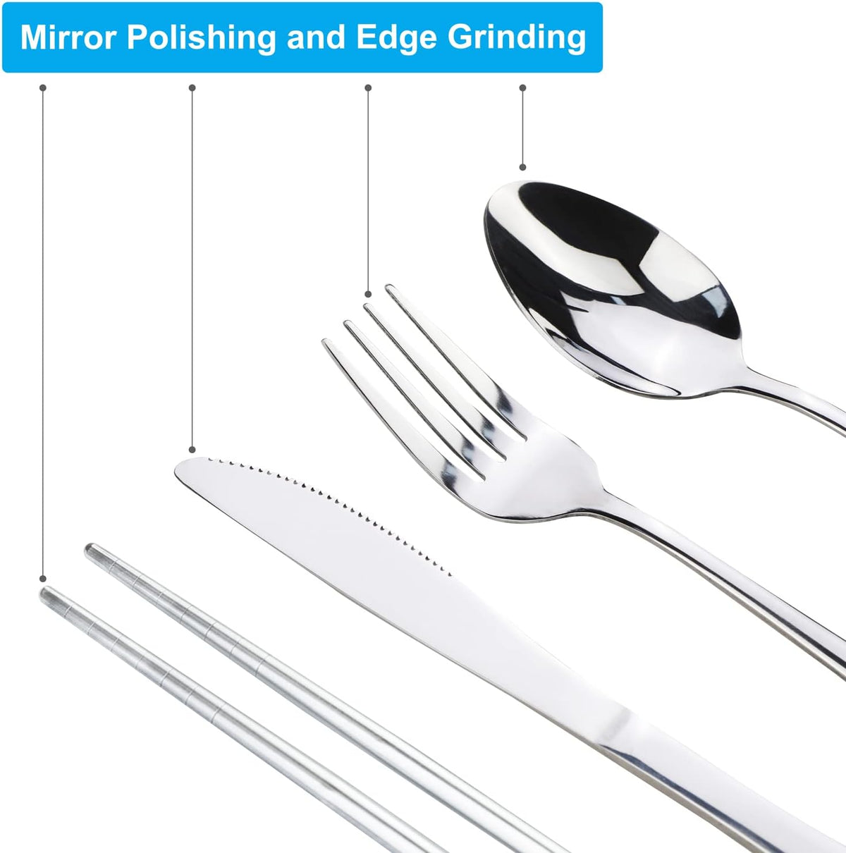 Portable Silverware Set with Case, Travel Camping Utensils Set, Premium Stainless Steel Travel Cutlery Set