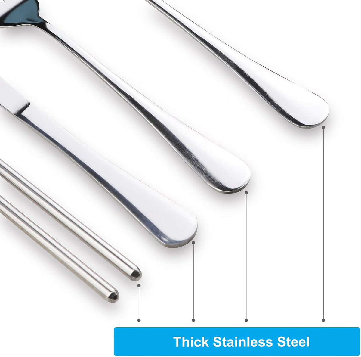 Portable Silverware Set with Case, Travel Camping Utensils Set, Premium Stainless Steel Travel Cutlery Set