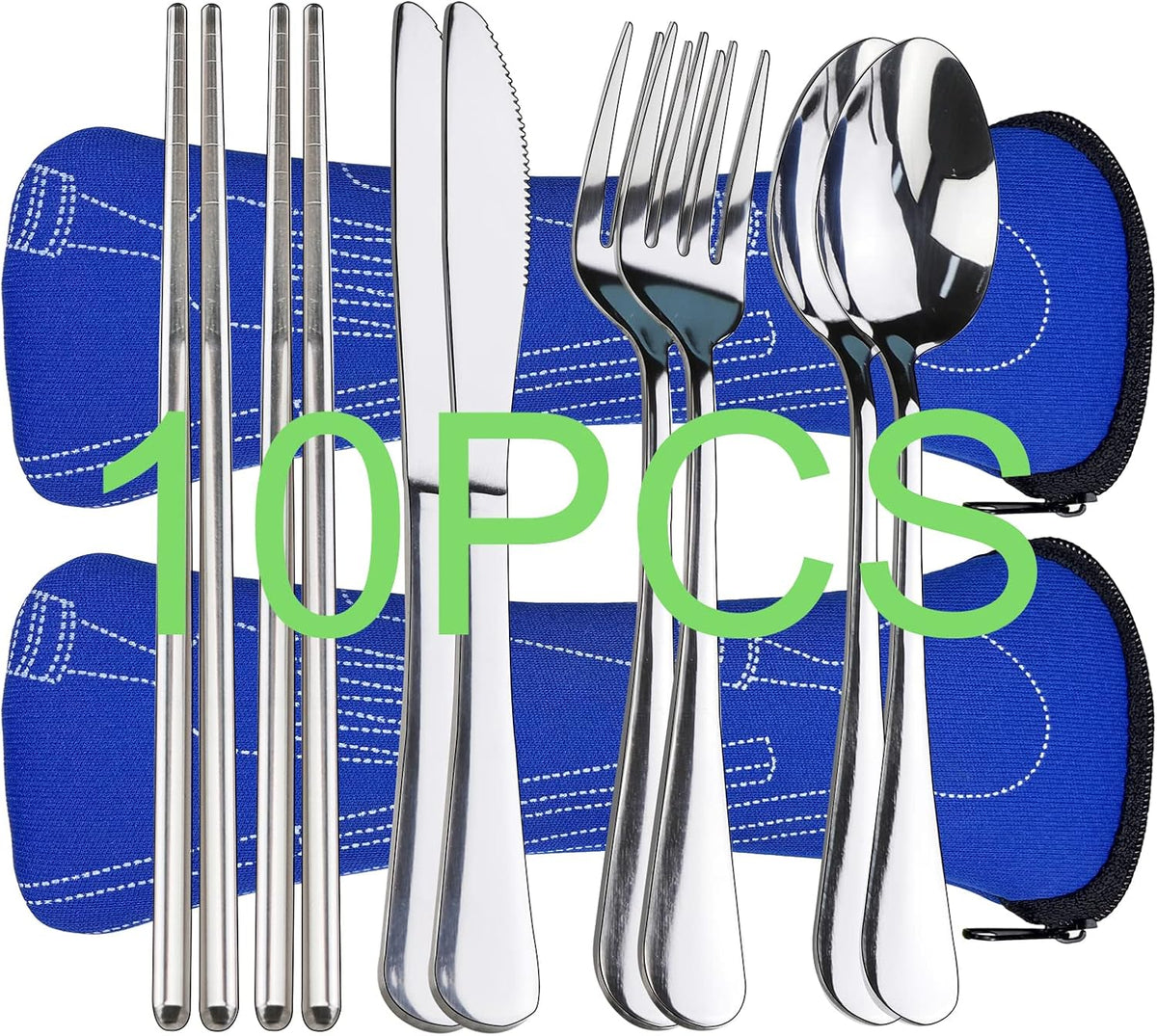 Portable Silverware Set with Case, Travel Camping Utensils Set, Premium Stainless Steel Travel Cutlery Set
