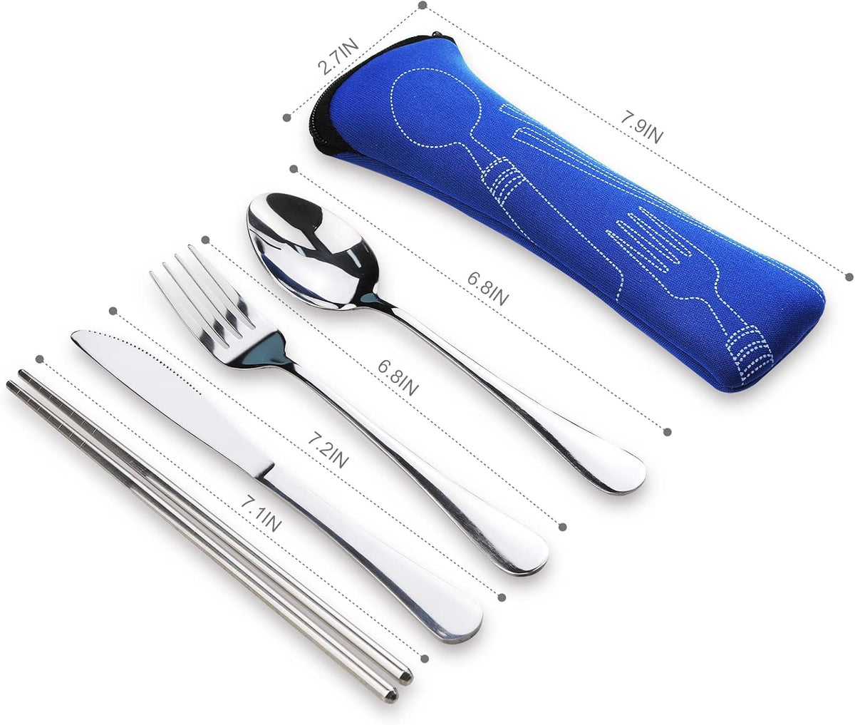 Portable Silverware Set with Case, Travel Camping Utensils Set, Premium Stainless Steel Travel Cutlery Set