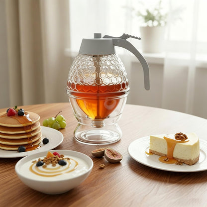 Maple Syrup Dispenser, Glass Honey Dispenser, 8 oz Honey Jar for Gifts