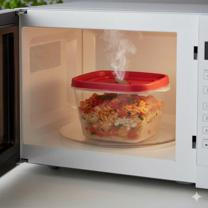 16-Piece BPA-Free Plastic Food Storage Set, Red Vented Lids - Microwave, Dishwasher Safe: Perfect for Meal Prep, Leftovers, and Kitchen Organization