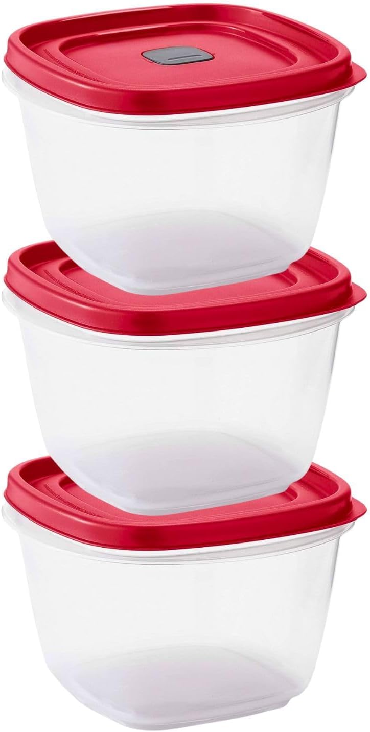 16-Piece BPA-Free Plastic Food Storage Set, Red Vented Lids - Microwave, Dishwasher Safe: Perfect for Meal Prep, Leftovers, and Kitchen Organization