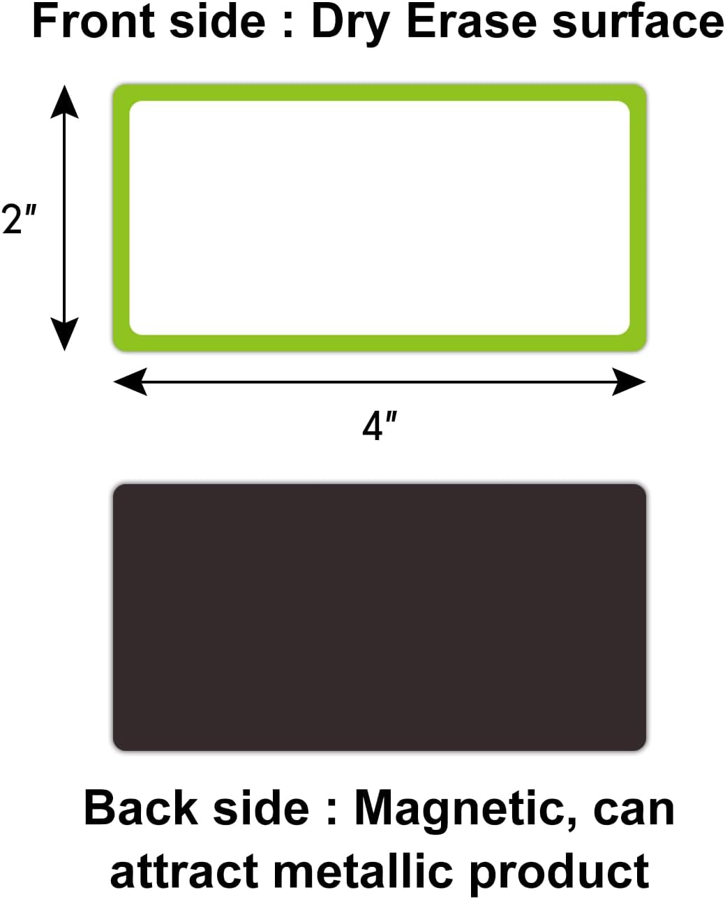 Dry Erase Magnetic Labels 4x2 Inch White, Reusable Magnetic Dry Erase Labels for Classroom Office Whiteboards，Pack of 40