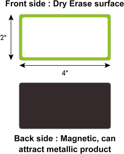 Dry Erase Magnetic Labels 4x2 Inch White, Reusable Magnetic Dry Erase Labels for Classroom Office Whiteboards，Pack of 40