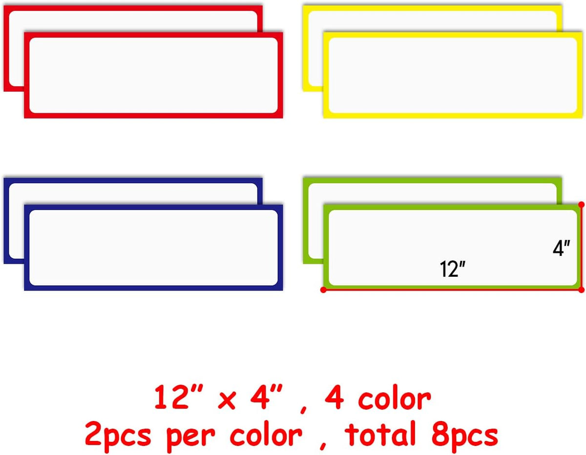Dry Erase Magnetic Labels 4x2 Inch White, Reusable Magnetic Dry Erase Labels for Classroom Office Whiteboards，Pack of 40
