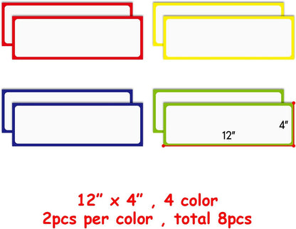 Dry Erase Magnetic Labels 4x2 Inch White, Reusable Magnetic Dry Erase Labels for Classroom Office Whiteboards，Pack of 40