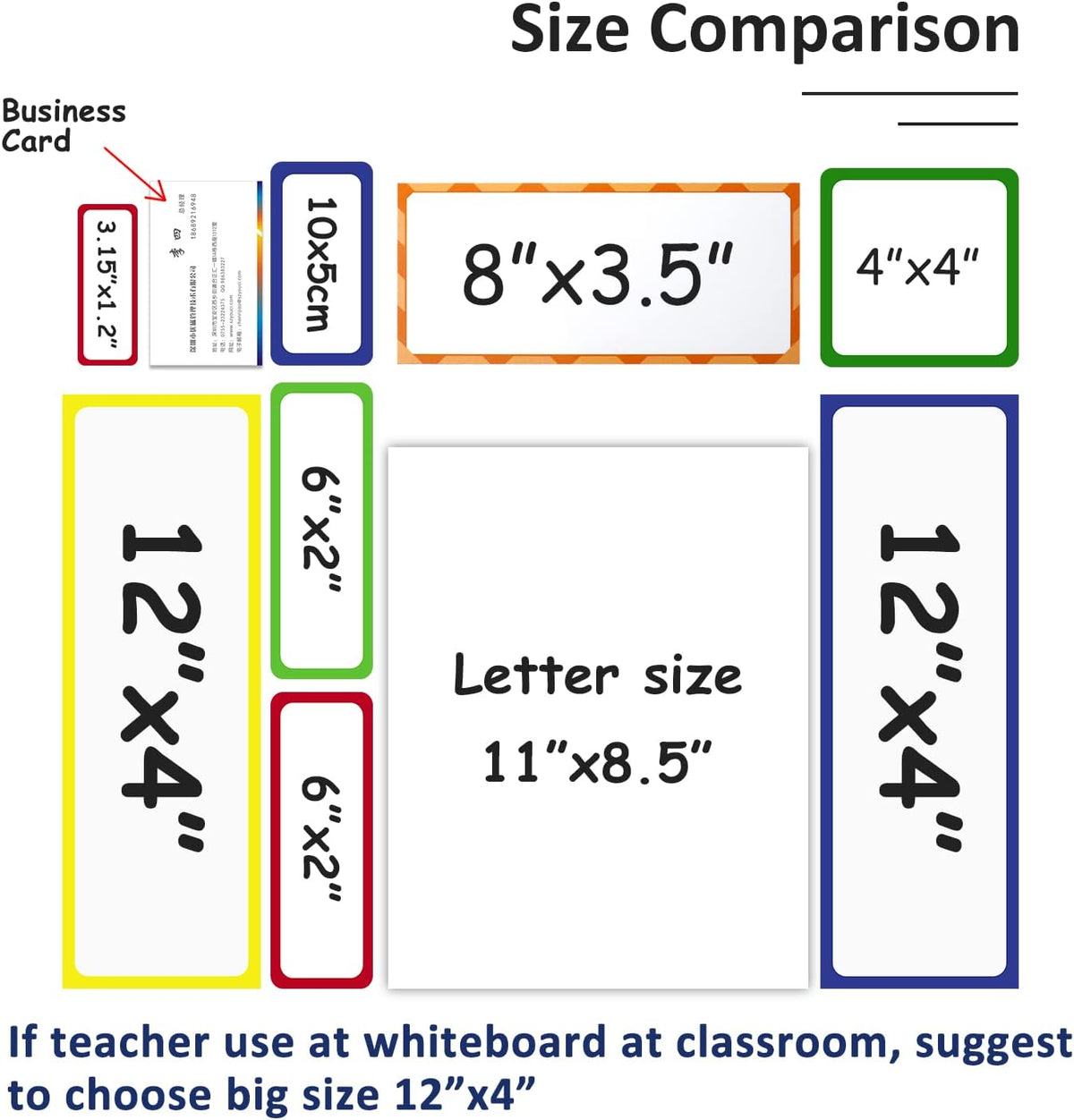 Dry Erase Magnetic Labels 4x2 Inch White, Reusable Magnetic Dry Erase Labels for Classroom Office Whiteboards，Pack of 40