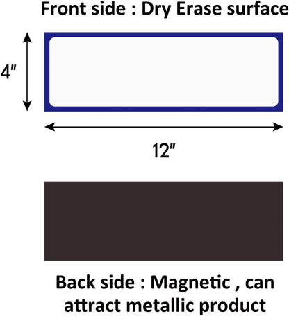 Dry Erase Magnetic Labels 4x2 Inch White, Reusable Magnetic Dry Erase Labels for Classroom Office Whiteboards，Pack of 40