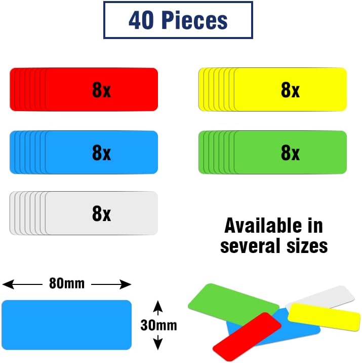 Dry Erase Magnetic Labels 4x2 Inch White, Reusable Magnetic Dry Erase Labels for Classroom Office Whiteboards，Pack of 40