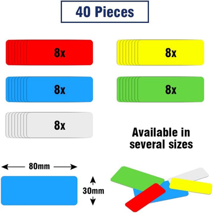 Dry Erase Magnetic Labels 4x2 Inch White, Reusable Magnetic Dry Erase Labels for Classroom Office Whiteboards，Pack of 40