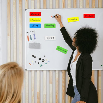 Dry Erase Magnetic Labels 4x2 Inch White, Reusable Magnetic Dry Erase Labels for Classroom Office Whiteboards，Pack of 40