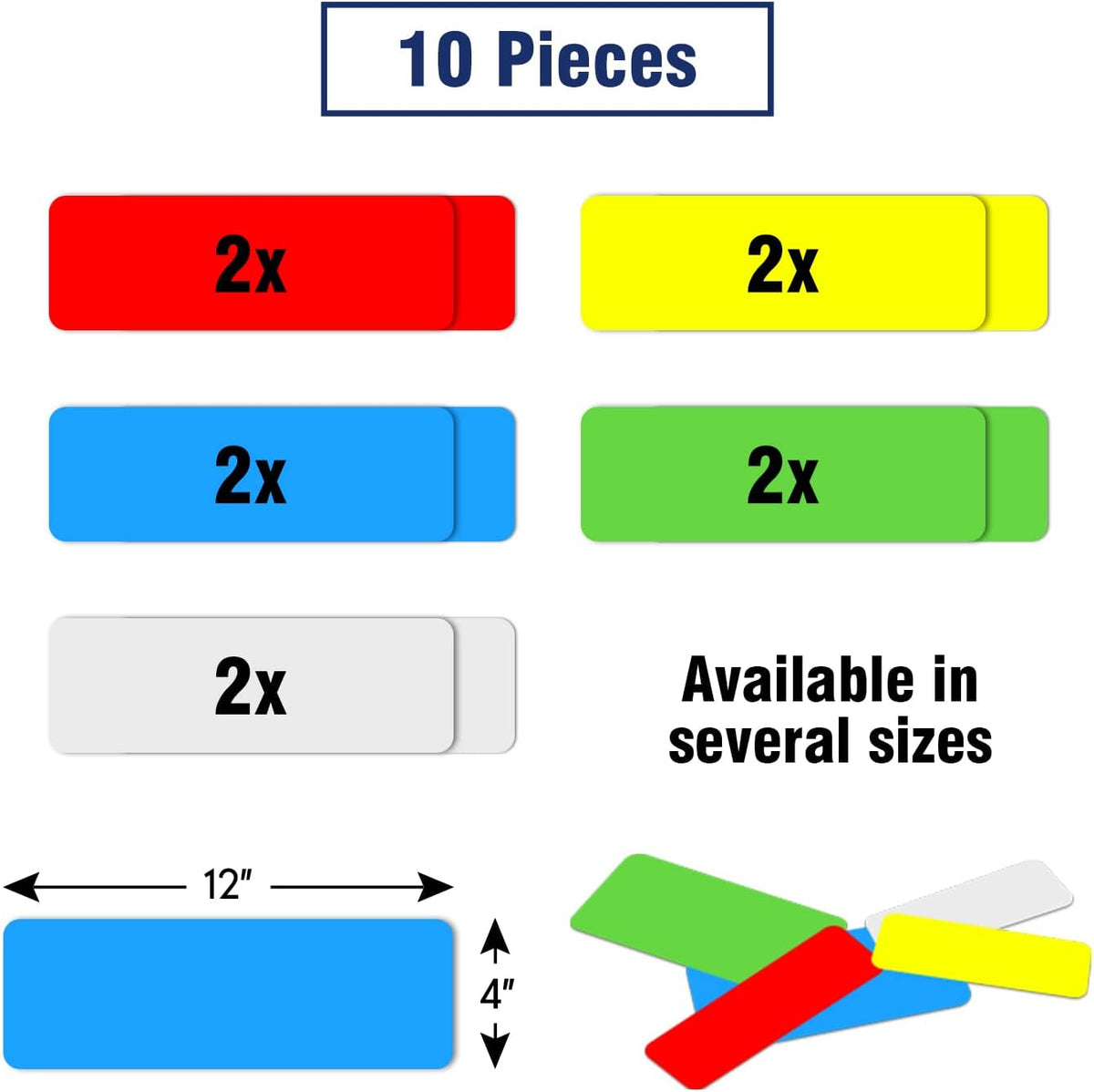 Dry Erase Magnetic Labels 4x2 Inch White, Reusable Magnetic Dry Erase Labels for Classroom Office Whiteboards，Pack of 40
