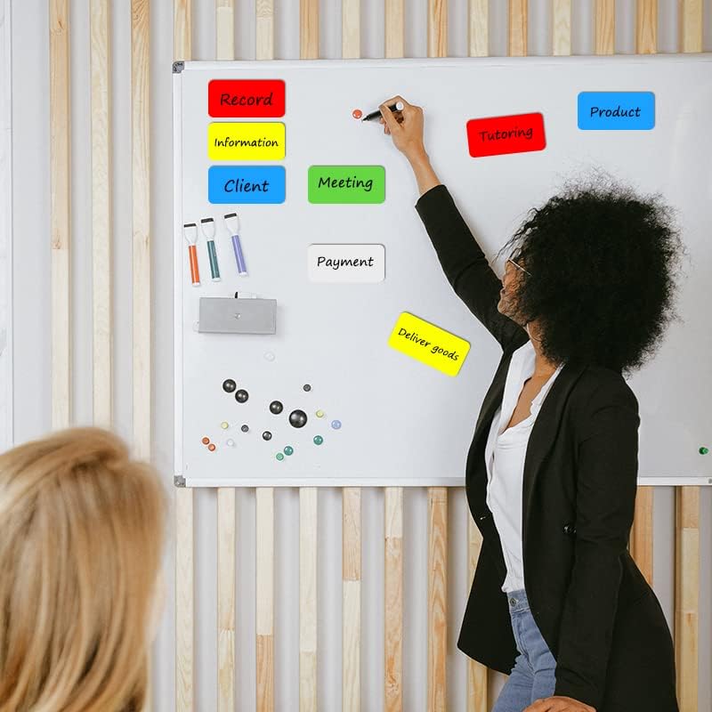 Dry Erase Magnetic Labels 4x2 Inch White, Reusable Magnetic Dry Erase Labels for Classroom Office Whiteboards，Pack of 40
