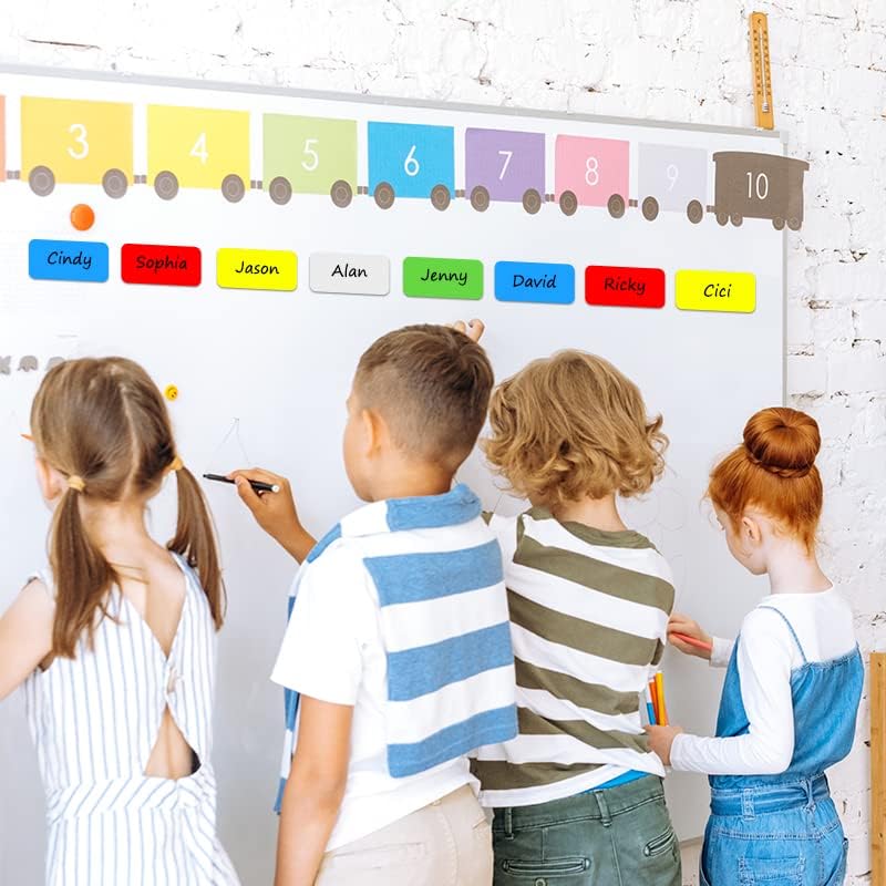 Dry Erase Magnetic Labels 4x2 Inch White, Reusable Magnetic Dry Erase Labels for Classroom Office Whiteboards，Pack of 40