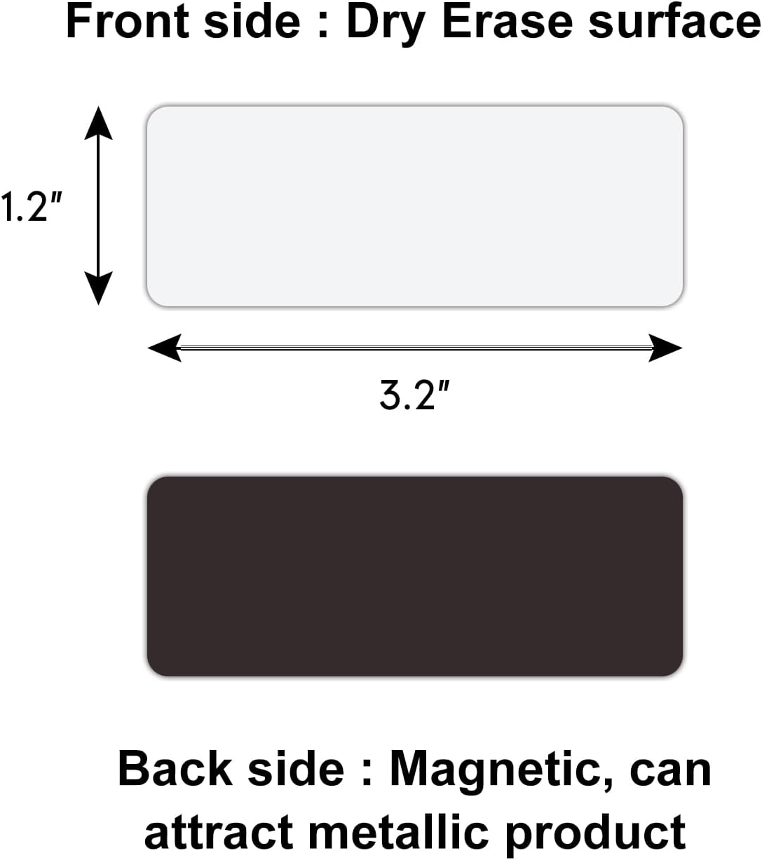Dry Erase Magnetic Labels 4x2 Inch White, Reusable Magnetic Dry Erase Labels for Classroom Office Whiteboards，Pack of 40