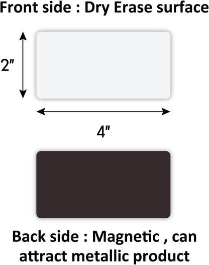 Dry Erase Magnetic Labels 4x2 Inch White, Reusable Magnetic Dry Erase Labels for Classroom Office Whiteboards，Pack of 40