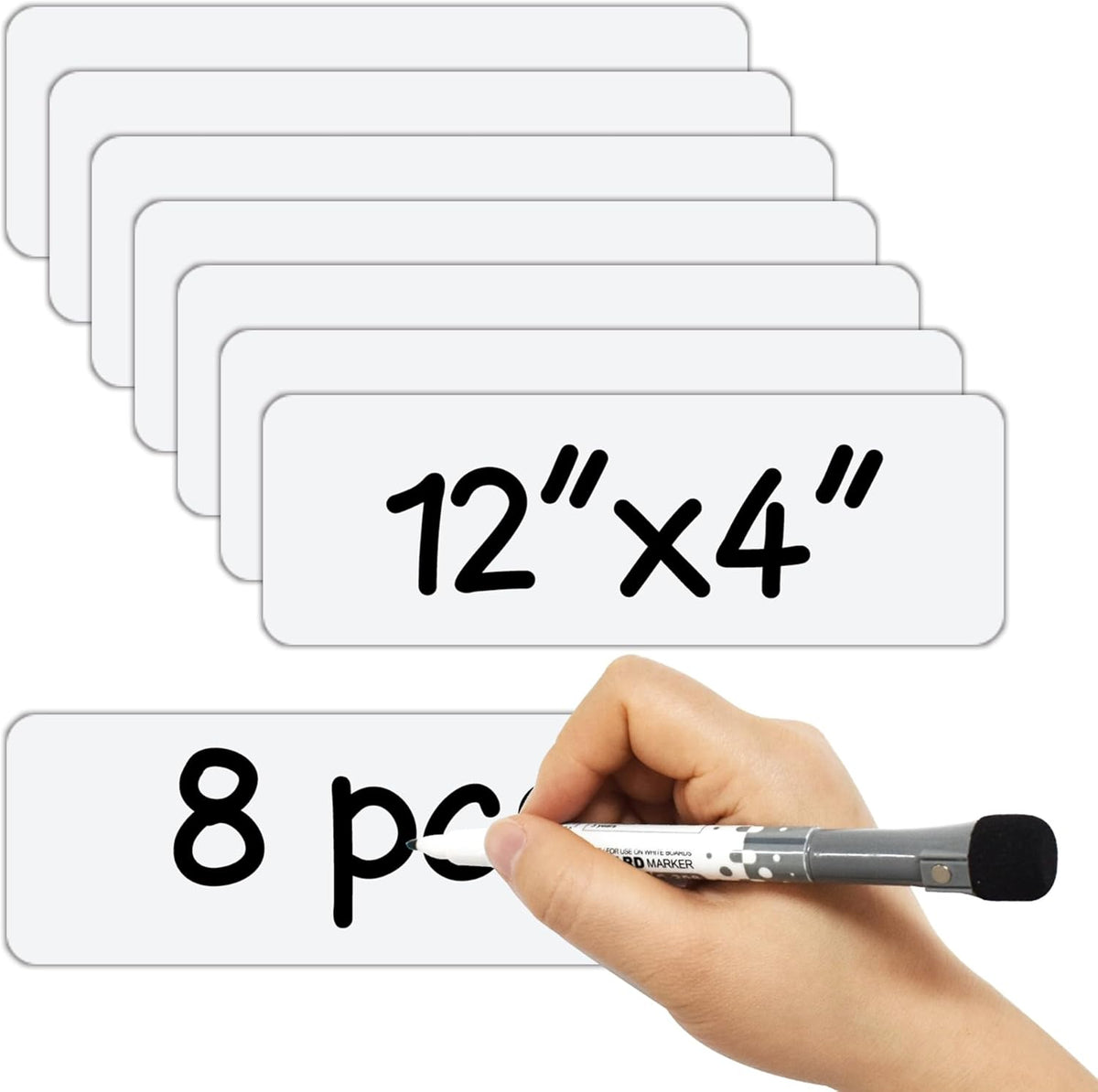 Dry Erase Magnetic Labels 4x2 Inch White, Reusable Magnetic Dry Erase Labels for Classroom Office Whiteboards，Pack of 40