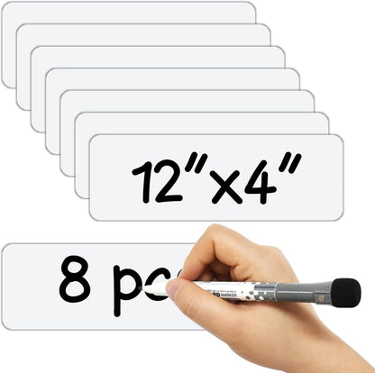 Dry Erase Magnetic Labels 4x2 Inch White, Reusable Magnetic Dry Erase Labels for Classroom Office Whiteboards，Pack of 40