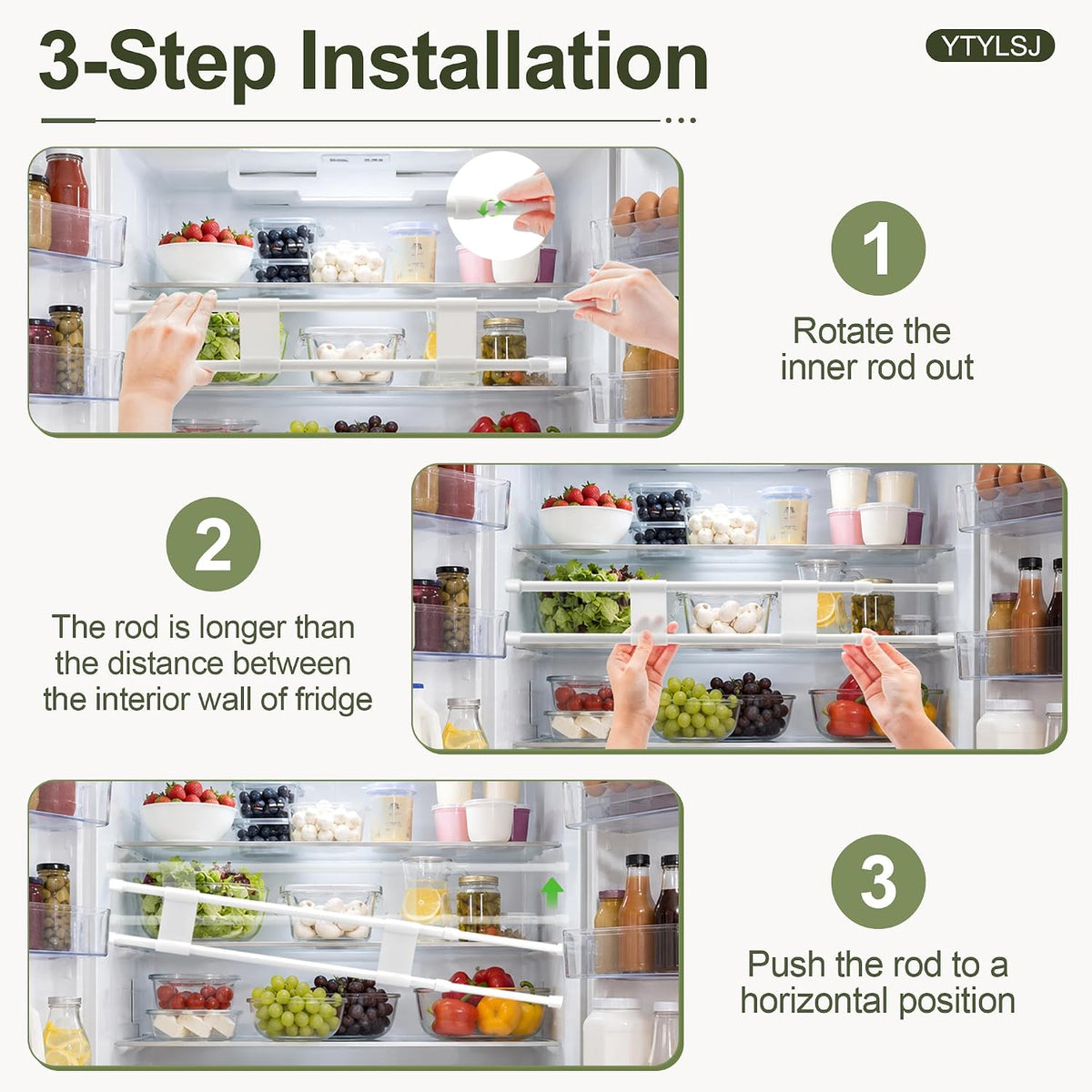 4-Pack RV Fridge Bars, Adjustable RV Tension Rods, 19.5-36.7"