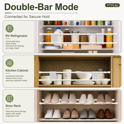 4-Pack RV Fridge Bars, Adjustable RV Tension Rods, 19.5-36.7"